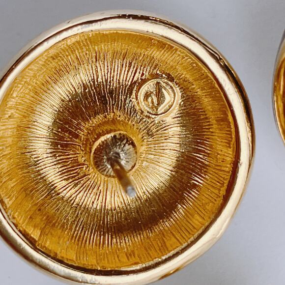 VTG Signed Swarovski Crystal Dome Stud Earrings 80s 90s Teal Enamel Fuchsia - Picture 8 of 14